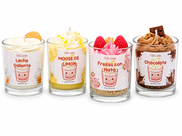 Vela Tipo Postre Fresas con Nata